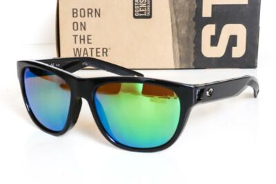 New COSTA DEL MAR BAYSIDE Sunglasses Black frame / Green Mirror 580P lens