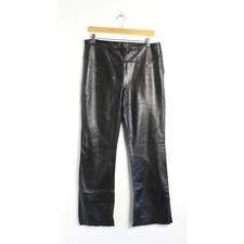 Vintage Black Genuine Leather Pants 6 8 goth 29 30 Y2K 90s biker punk straight