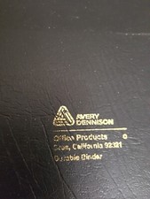 Avery Dennison Durable Black Notebook FULL of VTG 3 Ring Binder Blue/White Paper