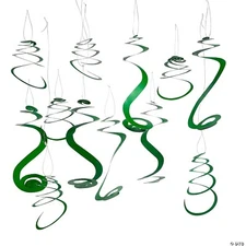 Solid Color Hanging Swirl Decorations - 12 Pc.