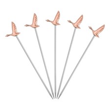 5 Pcs Stainless Steel Cocktail Picks, 4.1 Inch Pink (Bird)