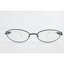 Emilio Pucci EP2101 001 Black White Oval Metal Eyeglass Frames 53-17-130 Italy