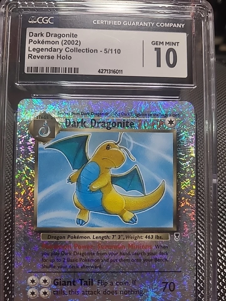 Dark Dragonite Legendary Collection Reverse Holo #5 Pokemon 2002 CGC 10 - Image 3 of 4