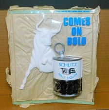 RARE 1966 SCHLITZ MALT LIQUOR BEER 3-D White Bull & Flying Pull Tab Can SIGN NOS