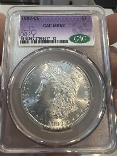 1883-CC Carson City Morgan Dollar $1 CAC Ms 62 Purple Slab Great Eye Appeal