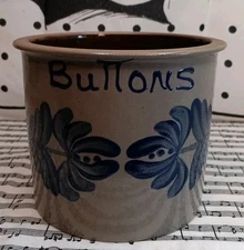 Beaumont Brothers Pottery Salt Glazed Buttons Crock 1998