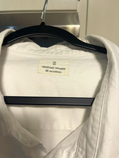 Mutual Weave Men's Big & Tall 4XL White Solid Woven Long Sleeve Button-Up
