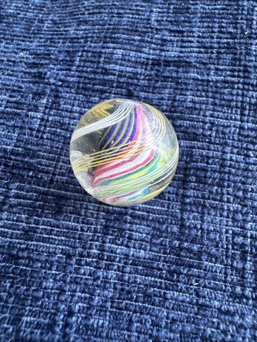 Antique Glass Twist Marbles with Pontil Marks Latticino Swirls Ribbon 17-20mm - Picture 9 of 24