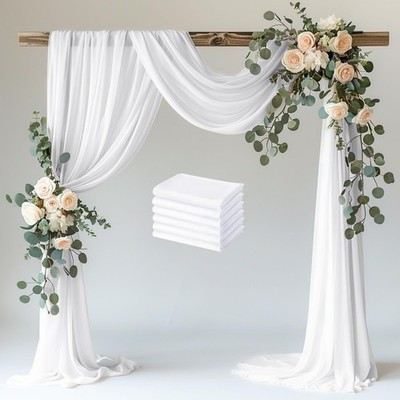 Wedding Arch Draping Fabric 6 Panels 28.7'' x 20FT White Sheer Fabric Backdrop...