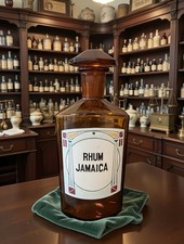 Antique Apothecary Bottle Amber Glass Jar Jamaican Rum Deco Vignettes Drugstore