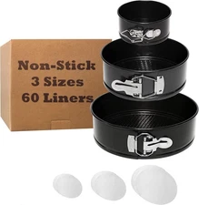 Spring Form Cake Pan Set of 3 (4", 7", 9") With 60 Parchment Paper - Thanksgi...