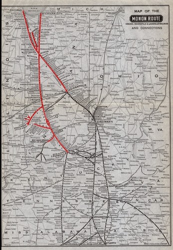 1920 Monon Route Railway Map Chicago Indianapolis Louisville Railway Map 2939