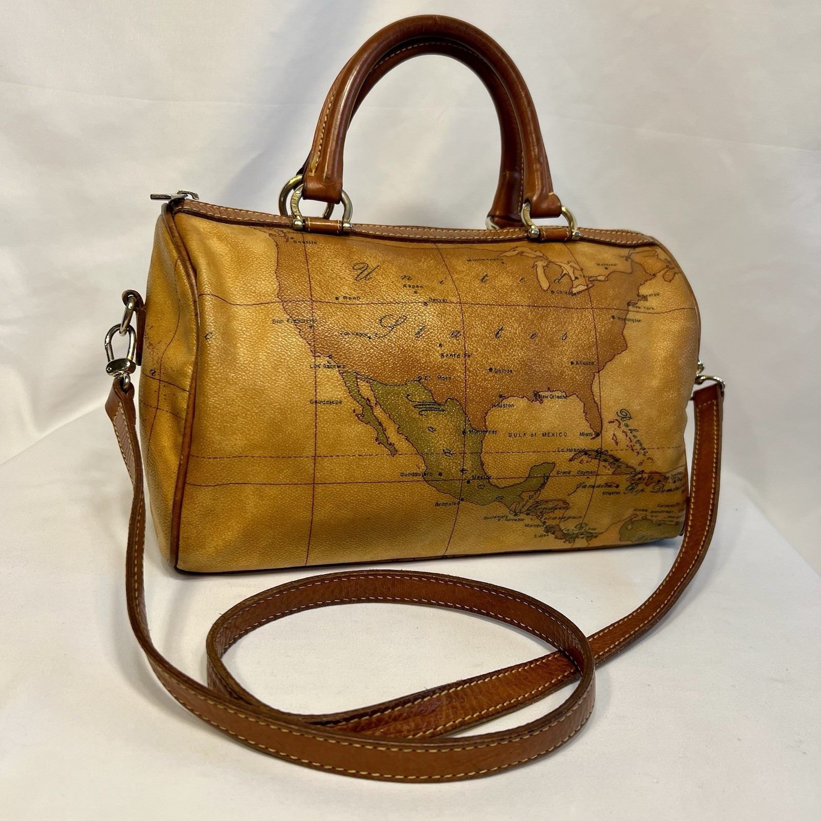 Alviero Martini 1A Classe Vintage Geo Classic Handbag w/ Shoulder & Hand Straps