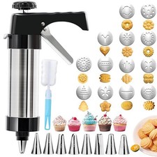 Cookie Press Set Stainless Steel Kitchen Tool with 13 Discs 8 Piping