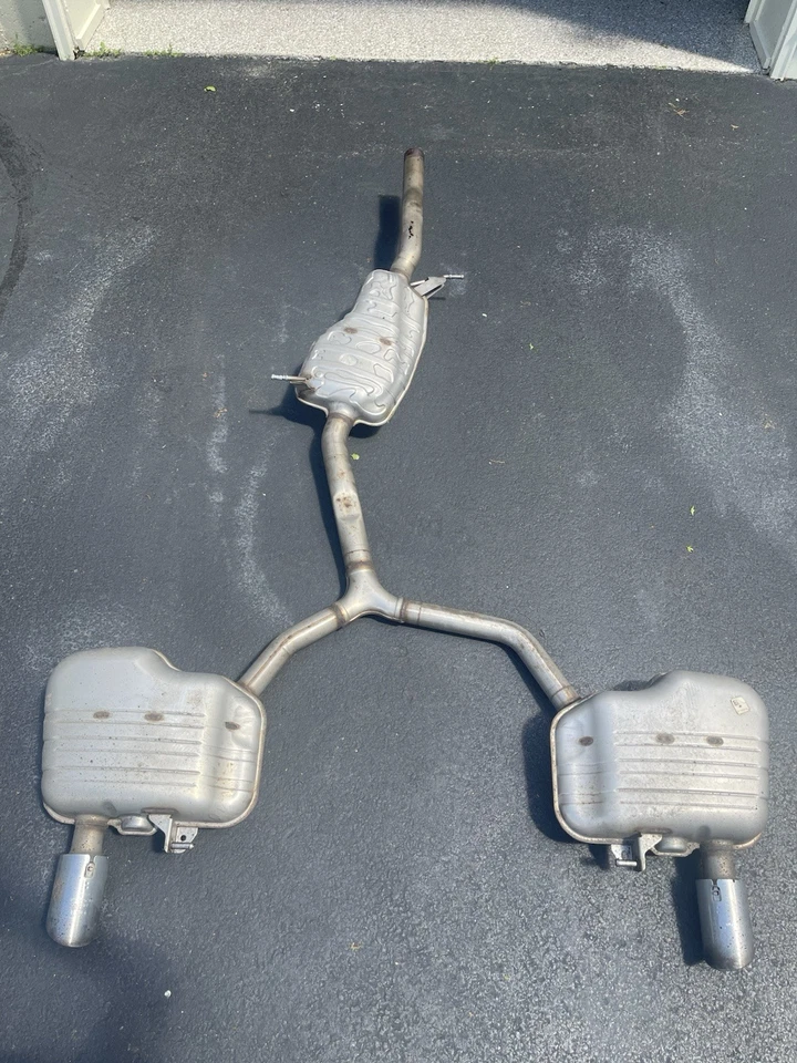 2017-2018 AUDI A4 QUATTRO 2.0L EXHAUST PIPE RESONATOR W/ MUFFLERS & TIPS OEM - Image 2 of 3