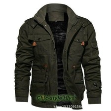 Men's Fleece Lined Winter Coats Military Cotton Jackets Thick Hooded Outerwears