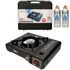 Camping Stove Outdoor Camping Gas Cooker Stove + 2x Gas Cartridges 227g Black