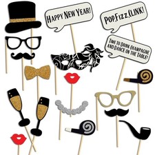 18 Pcs New Year Christmas Photo Booth Props Party Decorations No DIY Needed