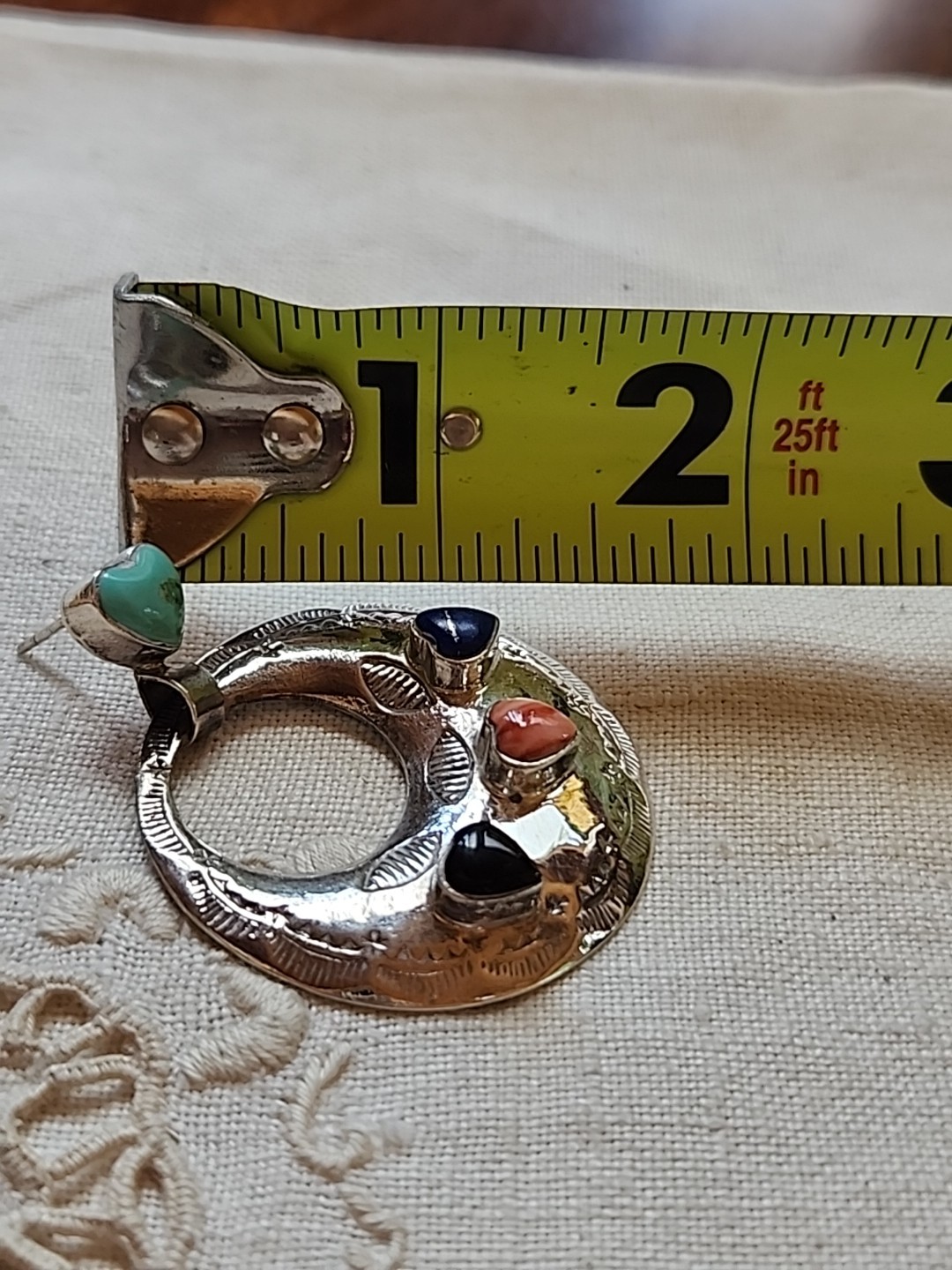 NATIVE AMERICAN Look MULTI GEMSTONE LARGE  Pierce… - image 4