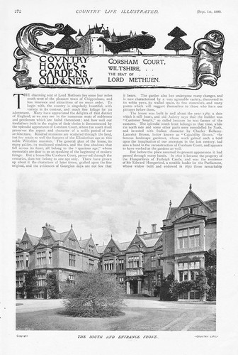 CORSHAM COURT Wiltshire 4x Antique Prints 1900