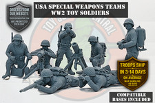 World War 2 Toy Soldiers - USA Special Weapons Teams 54mm - 1:32 With Bases