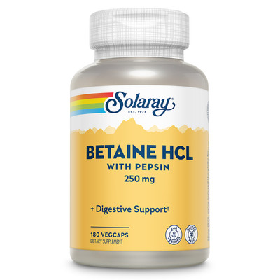 SOLARAY Betaine HCl with Pepsin 250 mg, 180 VegCaps