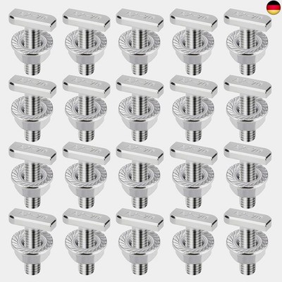 20 Stück Hammerkopfschrauben Set, T Schrauben mit Sperrzahnmuttern M8 x 20 mm Ed