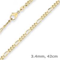 3,4Mm Figarokette Diamantiert Collier Halskette Aus 585 Gold Gelbgold 42Cm