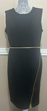 WOMENS CALVIN KLEIN DRESS WITH LARGE GOLD ZIPPER DETAILS SIZE 12 BLACK