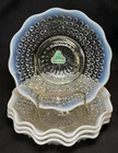 VTG Set 4 Anchor Hocking Moonstone Opalescent Hobnail Ruffle Edge Bowls 5 7/8”