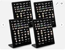 4 Pack Velvet Ring Display Stand, 50 Slots Organizer Black Rectangular stand New
