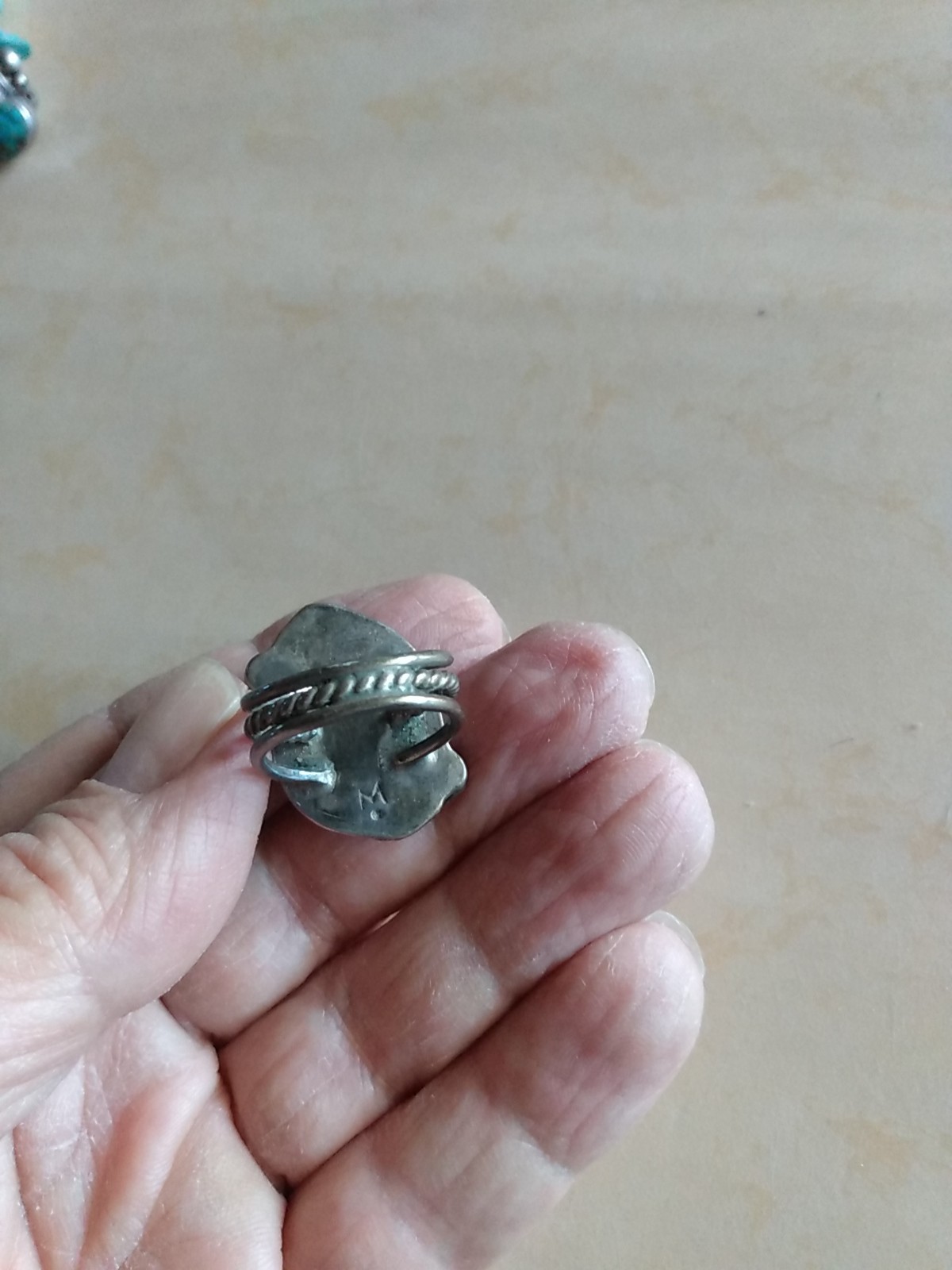 Native American Ring Turquoise With Hallmarks - image 4