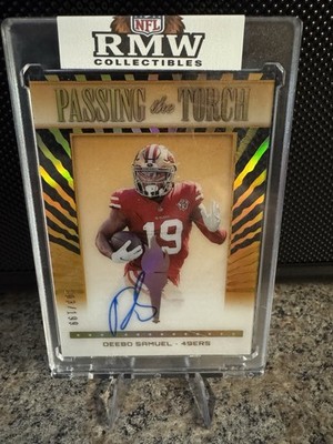 2022 Panini Clearly Donruss Deebo Samuel Passing The Torch Auto /199 On Card