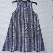 Forever 21 Dress Sleeveless Small Blue White Flowy Floral Shift