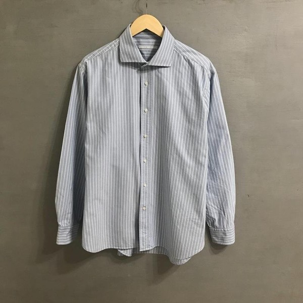 Men Savini Shirt Blue Cotton 46 / 3XL / 54