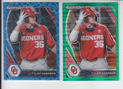 2 - 2021 Prizm Draft TYLER HARDMAN Green Pulsar + Blue Velocity Yankees PDP153