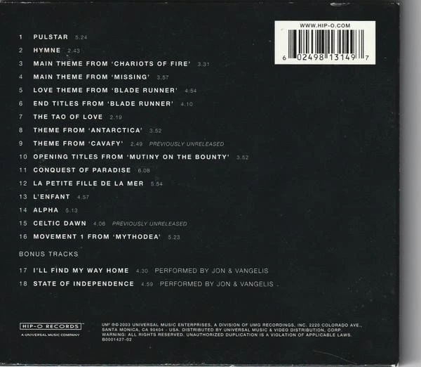 Vangelis Odyssey (Die Definitive Sammlung) CD Europa Hip-O 2003 Im Digipak - Bild 2 von 2