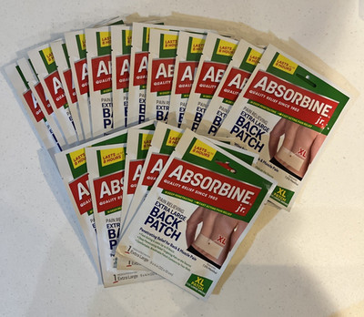 Ship 24 Hr Lot of 18 Absorbine Jr+ Pain Relief XL Backpack Patch 7.5% Menthol