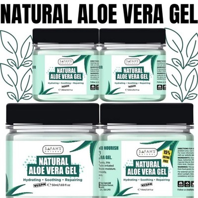 Safah's natürliches Aloe Vera Gel feuchtigkeitsspendendes & heilendes Gel zur Hautpflege UK Verkauf