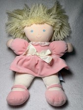 Eden Baby Girl Doll Plush Blonde Yarn Hair Pink Dress Wind Up Musical Stuffed