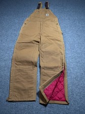 Vtg Carhartt Duck Zip to Knee Bib Overalls Quilt Lined R02-BRN 40x32 NEW NOS