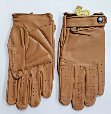 BESTPAPERS Mens Classic Style Real Leather Chauffeur Car Bus Driving Gloves Retro Vintage