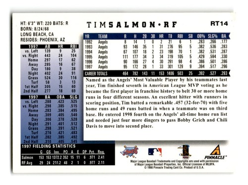 1998-Score Rookie & Traded-#RT14-Tim Salmon-Anaheim Angels - Picture 2 of 2