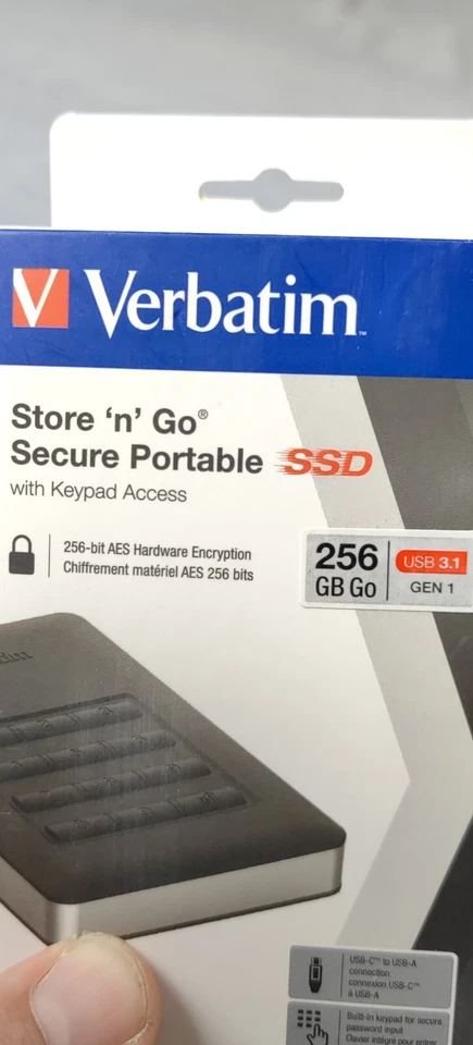 Verbatim Store 'n' Go Secure 256GB Portable SSD mit Verschlüsselung ovp neu  - Bild 4 von 4