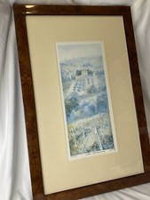 Signed And Numbered Italian Landscape Farmhouse Watercolor Print Matted Framed