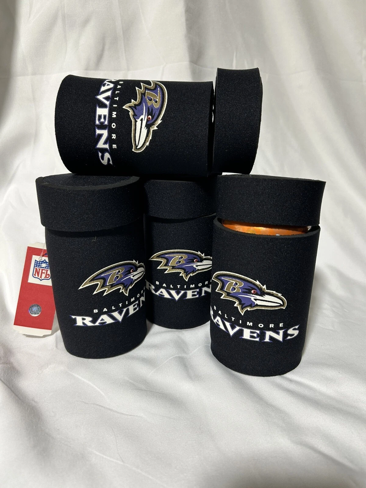 Baltimore Ravens 4 FlipNCool Can Coolers, Coozie, Koozie for Standard 12oz Cans