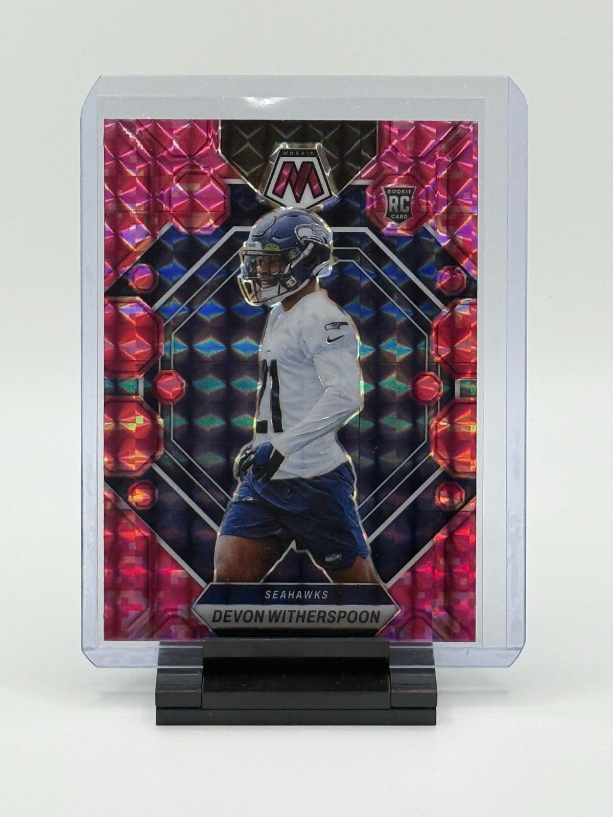 2023 Panini Mosaic - Rookies Camo Pink Mosaic Prizm #313 Devon Witherspoon (RC)