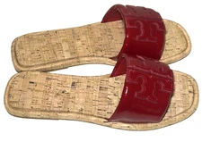 Tory Burch Double T Sport Slide Tory Red Women's Size 10 Sandals Slip On Flats