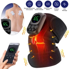 Wireless Heated Knee Massager Brace Electric Vibration Therapy Joint Pain Relief