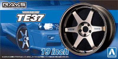 19 Zoll RAYS Volk Racing TE37 Reifen & Felgen Set 1:24 Model Kit Aoshima 053904